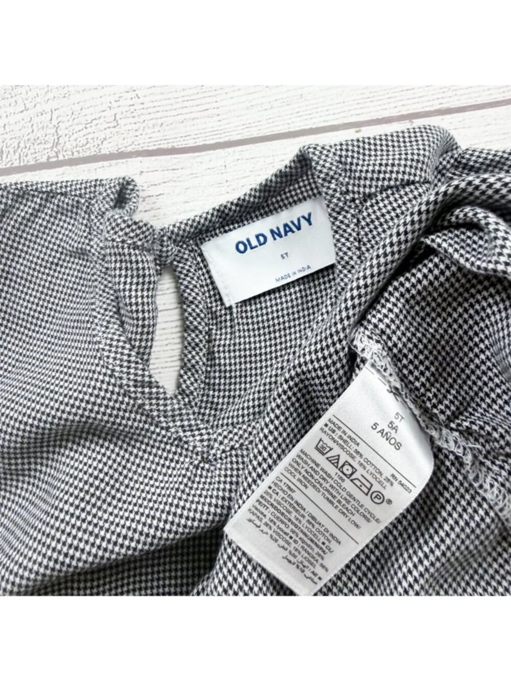Old Navy Girls Houndstooth Long Sleeve Dress Gray Cotton Blend 5T